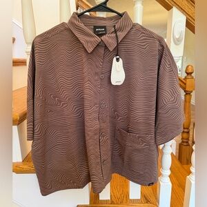 Prana Women's Brown Wave Button Down Shirt